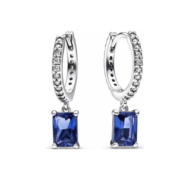 PENDIENTES CUADRO AZUL BRILLANTE