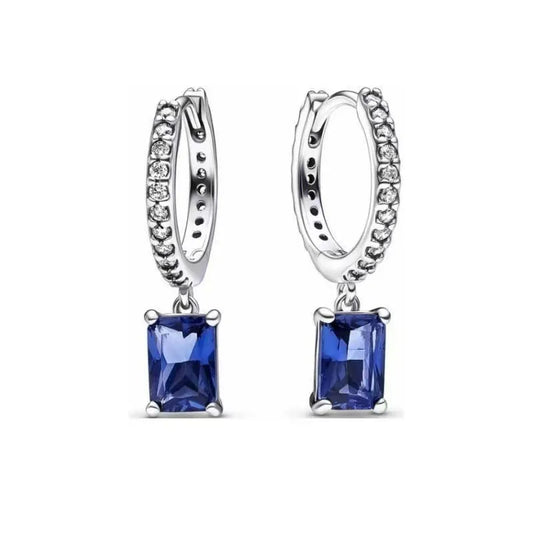 PENDIENTES CUADRO AZUL BRILLANTE
