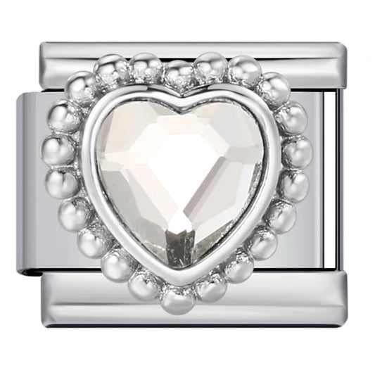 CHARM CORAZON PIEDRA PLATEADO