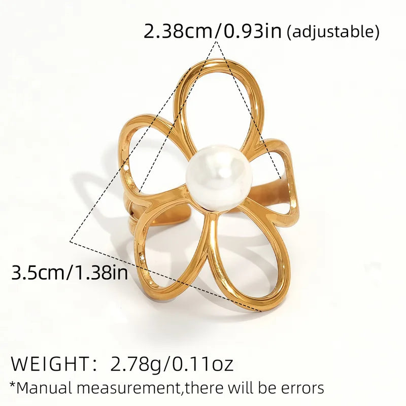 ANILLO FLOR PERLA BICOLOR