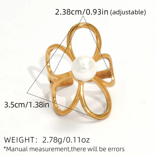ANILLO FLOR PERLA BICOLOR