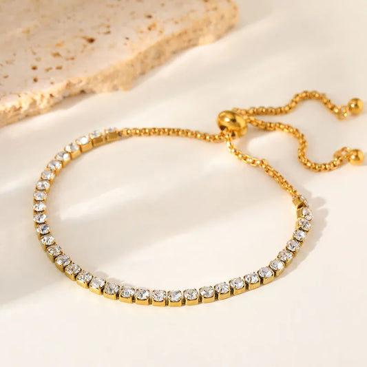 PULSERA AJUSTABLE ZIRCONIAS DORADA