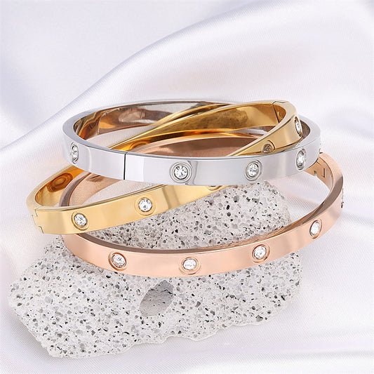 BRAZALETE ZIRCONIAS ORO ROSA