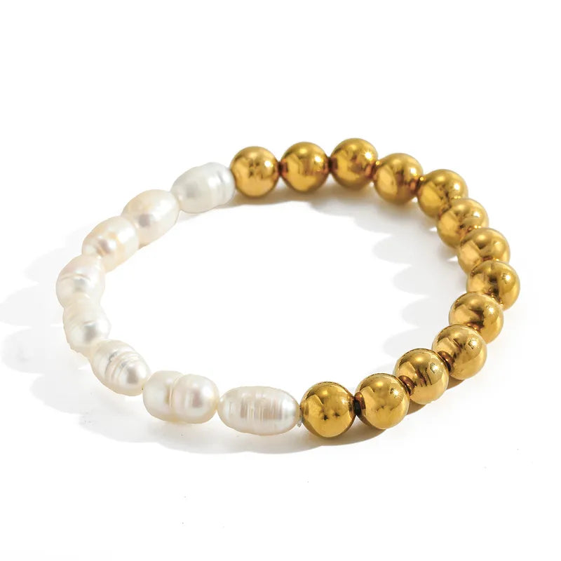 PULSERA PERLA 8MM DORADA