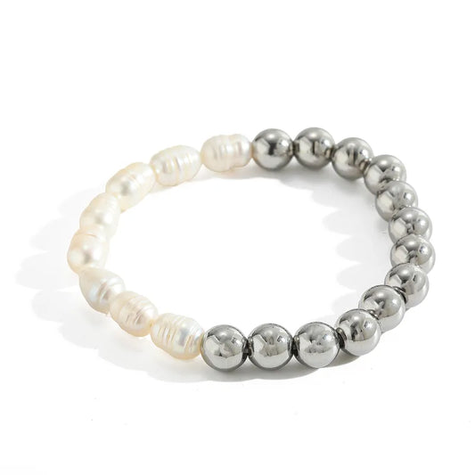 PULSERA PERLA 8MM PLATEADO