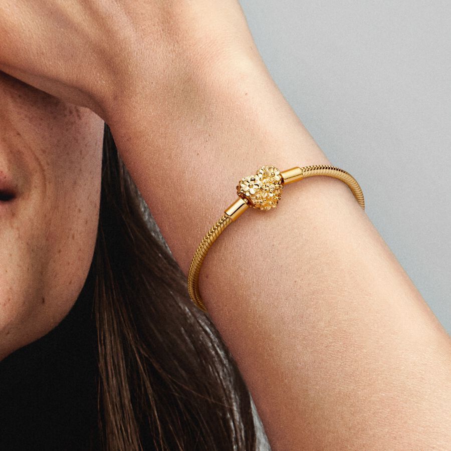 PULSERA CLASICA CORAZON FLOR DODRADO
