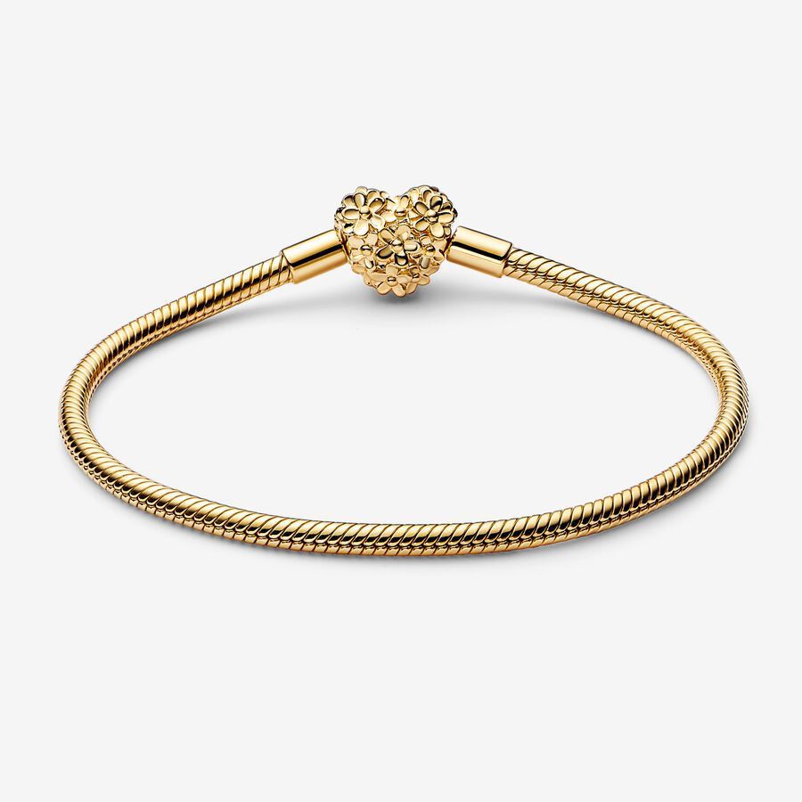 PULSERA CLASICA CORAZON FLOR DODRADO