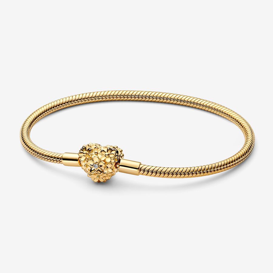 PULSERA CLASICA CORAZON FLOR DODRADO