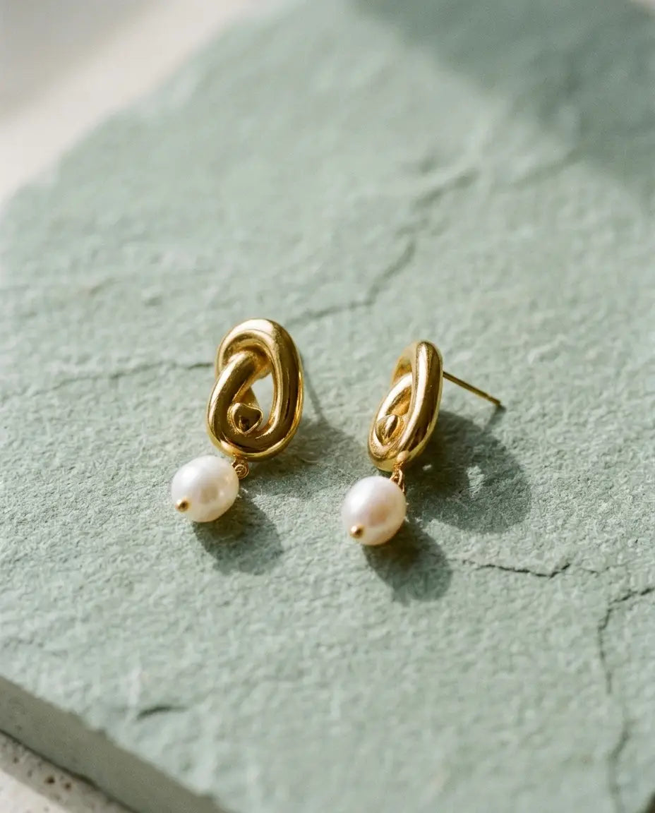 ARETES NUDO PERLA