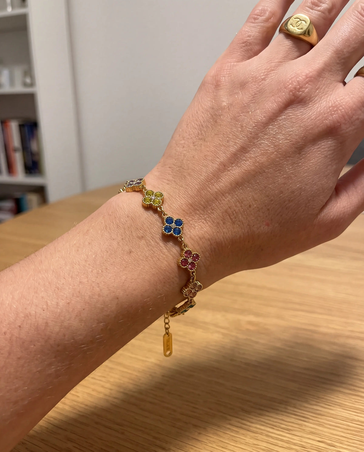 PULSERA TREBOL ZIRC ARCOIRIS