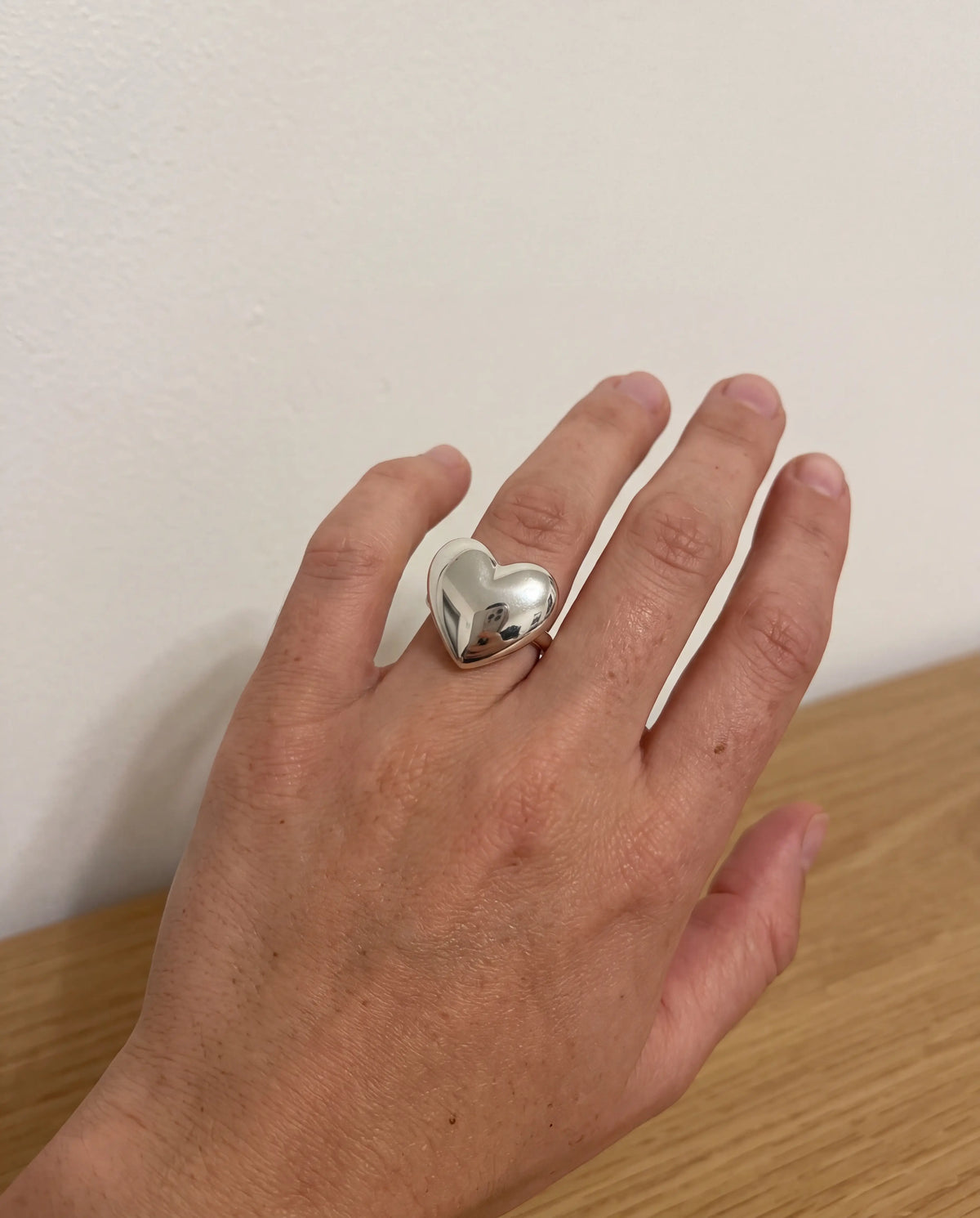 ANILLO CORAZON ACERO PLATA